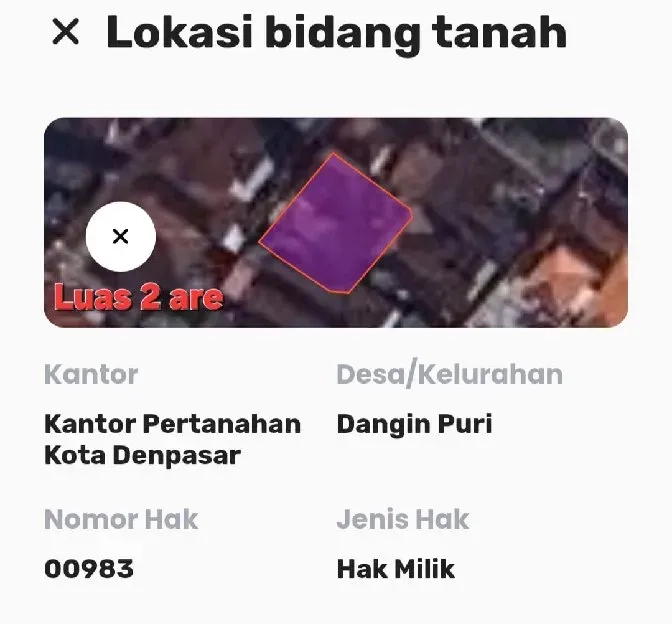 Dijual 2 are, Jl. Nangka Selatan Gg. Nuri Dangin Puri Denpasar