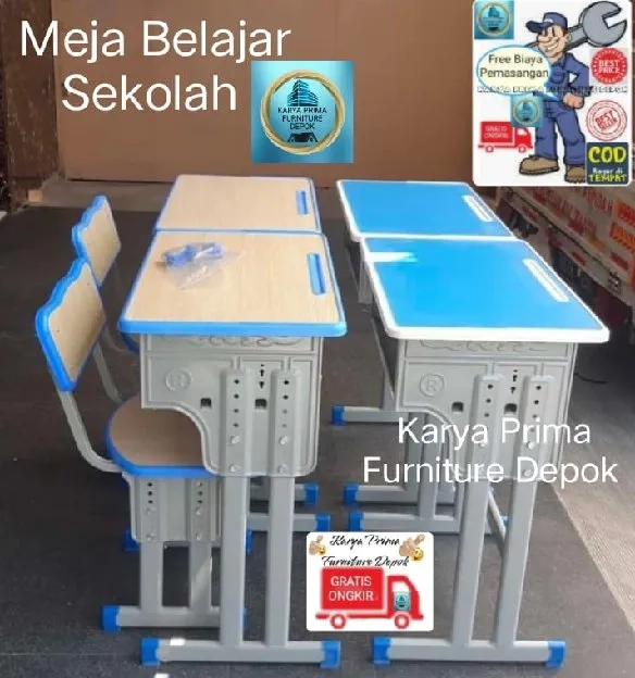 Meja Belajar Sekolah cocok untuk SD, SMP kuat dan awet 680rb free ongkir free biaya pemasangan COD 