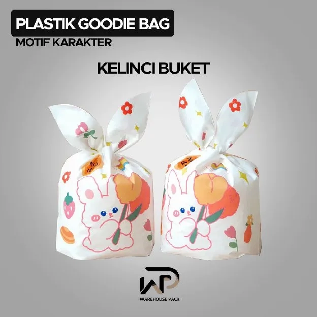 ( 10 PCS ) Plastik Goodie Bag Motif Karakter Kecil | Kemasan Plastik Karakter Souvenir | Kantong