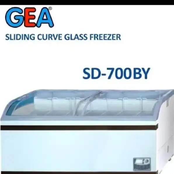 frezer kaca 2 pintu GEA sliding curve 700L