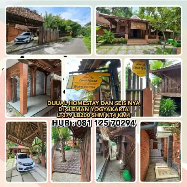 DIJUAL HOMESTAY DAN SEISINYA DI SLEMAN YOGYAKARTA. LT379 LB200 SHM KT4 KM4.H: 081 125 70294