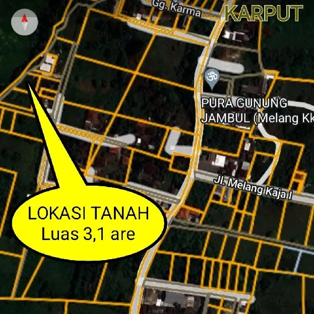 Dijual 3,1 are, Jl. Melangkaja GIA GONG Ungasan Kuta Utara 