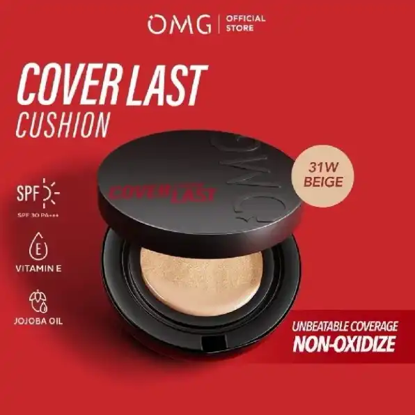 OMG Oh My Glam Coverlast Cushion 15g - Cushion Foundation Concealer Skin Tint Make Up High Coverage