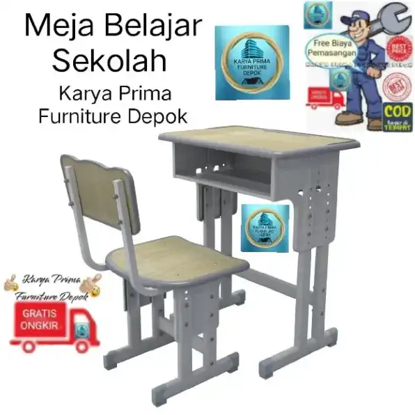 Meja Belajar Sekolah cocok untuk SD, SMP kuat dan awet 680rb free ongkir free biaya pemasangan COD 