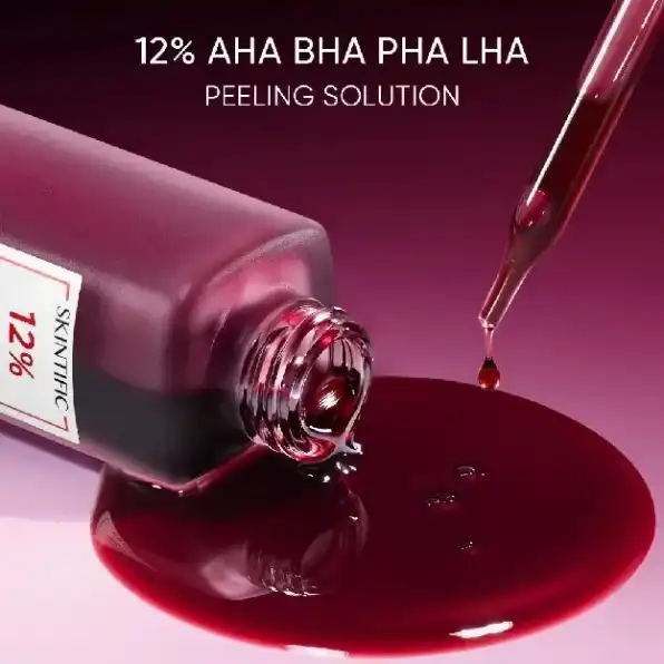 SKINTIFIC - 12% AHA BHA PHA LHA Peeling Solution 30ml - 5X Ceramide Barrier Moisturizer Gel 30g | Cr