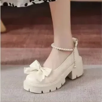 Marry jane Plat Form Shoes Wanita Sepatu Docmart Kasual Korean Style Mutiara