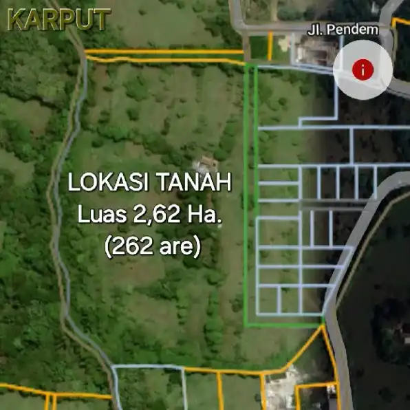 Dijual 2,62 Ha. Jl. Pendem Labuansait Pecatu Kuta Selatan