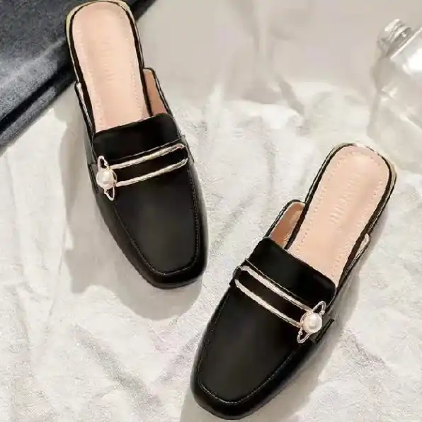 Sepatu Hak Tahu Sepatu Mules Flatshoes Heels Sepatu tunggal dengan tumit berat wanita, kepal