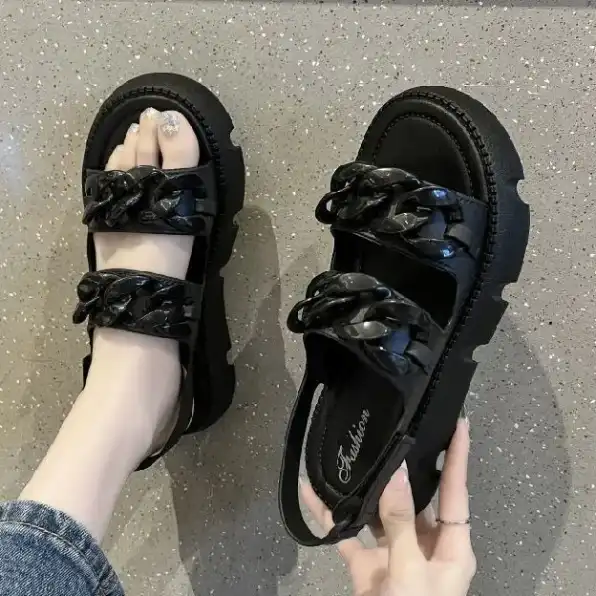 Sandal Fuji Wanita Korea Premium Sendal Wanita Karet Jelly Wedges Platform Tebal Empuk Tali Belakang