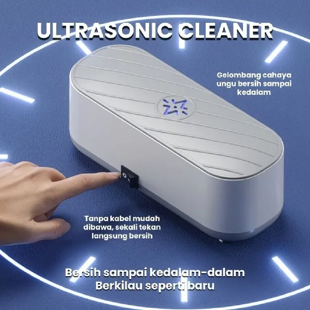 Ultrasonic Cleaner Dengan Ultra Violet Alat Pembersih Kacamata Perhiasan Cincin Portable portabel