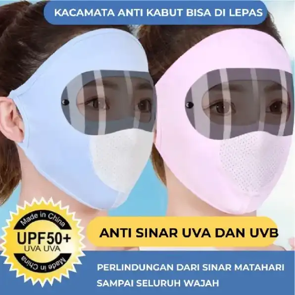 Masker Kacamata Pelindung Wajah Anti UV Adjustable Cycling Outdoor Full Face 2 In 1