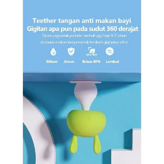 Teether bayi Mushroom/Mainan gigitan bayi bahan silikon/Teether silikon kelinci/Mainan gigitan bayi