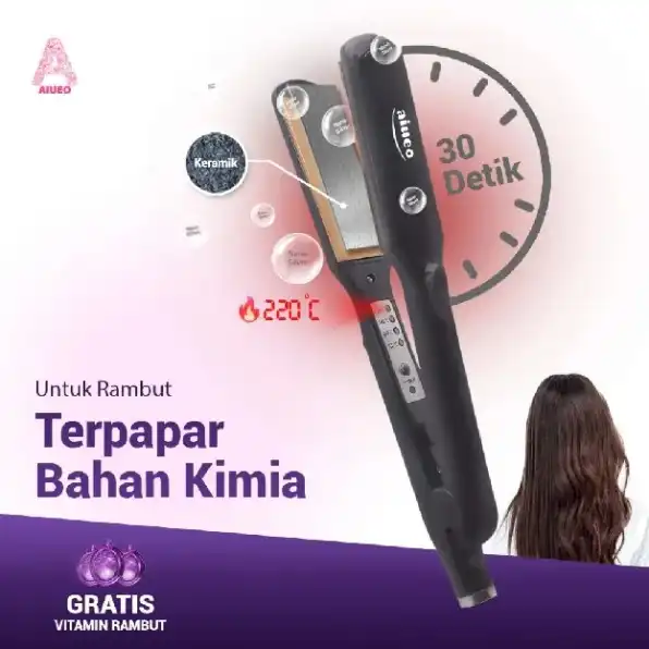 AIUEO Catokan Rambut  823 Alat Catok 3 in1 Meluruskan Keriting dan Blow Rambut Daya Rendah