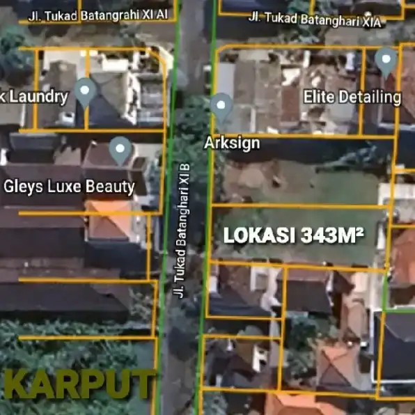 Dijual 3,43 are, Jl. Tukad Batanghari Panjer Renon Denpasar