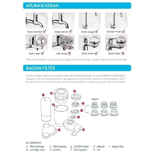 Saringan Air / Saringan Kran / Filter Air Waterplus - FFT 023 (12 Step Filter Process)