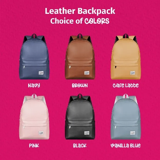 Basic Leather Backpack - Tas Ransel Kulit Sekolah Serbaguna