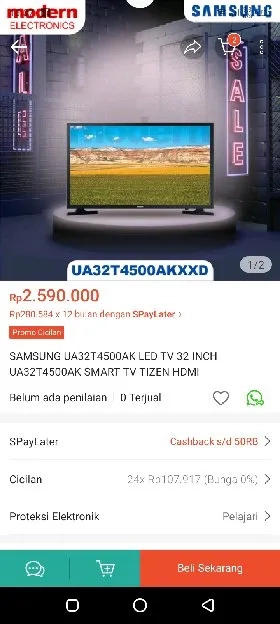 Dijual TV merk Samsung smart Tizen 32 inch digital fullset 