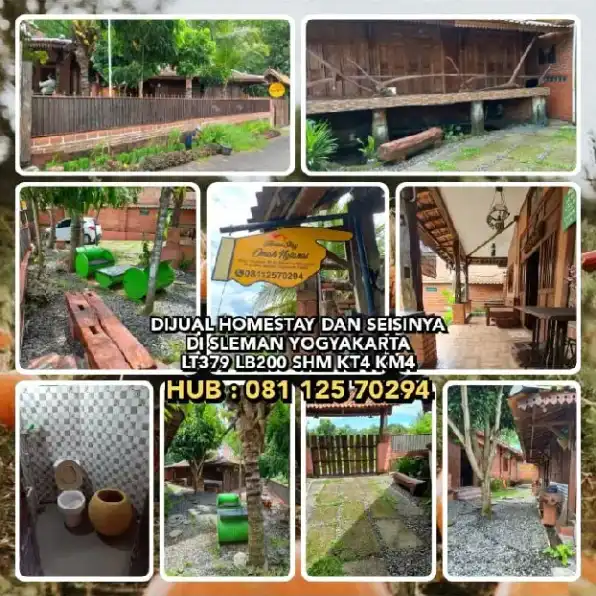 DIJUAL HOMESTAY DAN SEISINYA DI SLEMAN YOGYAKARTA. LT379 LB200 SHM KT4 KM4.H: 081 125 70294