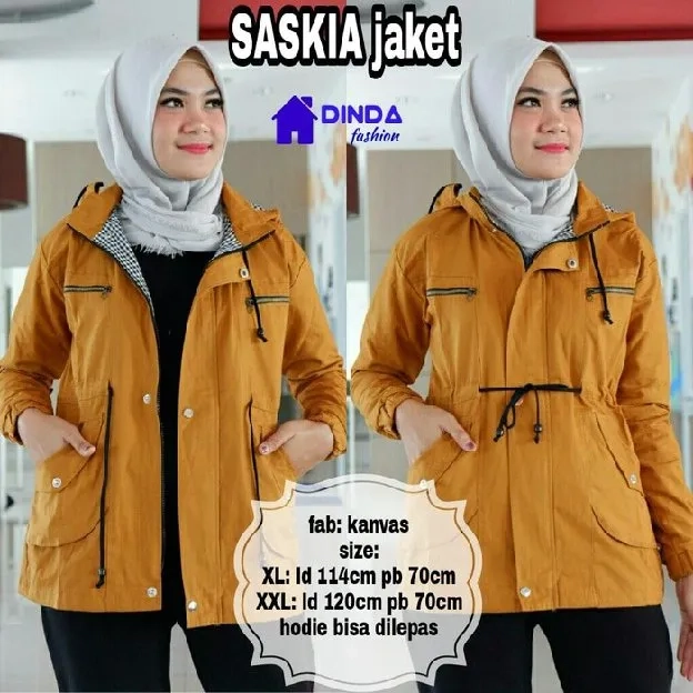 Bisa COD - Jaket Wanita Parka Kanvas Saskia - dmn