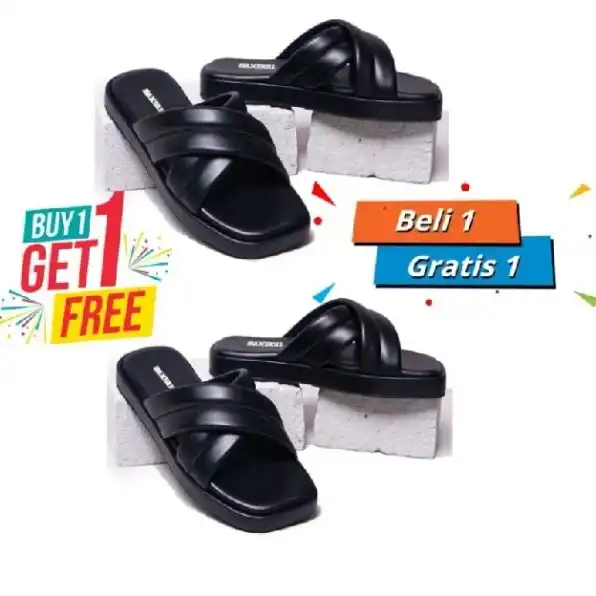 buy 1 get free 1 ( beli 1 gratis 1 ) sandal wanita slop silang maxskill desain simpel harga termurah