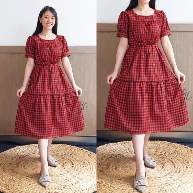 Dress Katun Kotak Kimiko