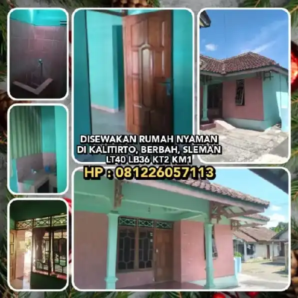 DISEWAKAN RUMAH NYAMAN DI KALITIRTO, BERBAH, SLEMAN.LT40 LB36 KT2 KM1.HP:081226057113>> DIKONTRAKKAN