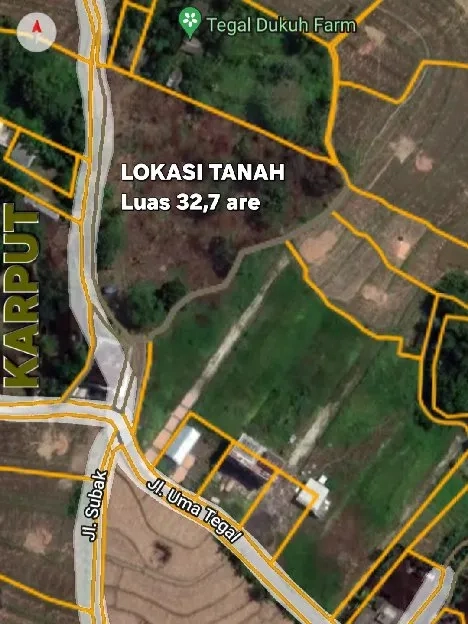 Dijual 32,7 are, Jl. Uma Tegal Jl. Subak Cemagi Mengwi Badung