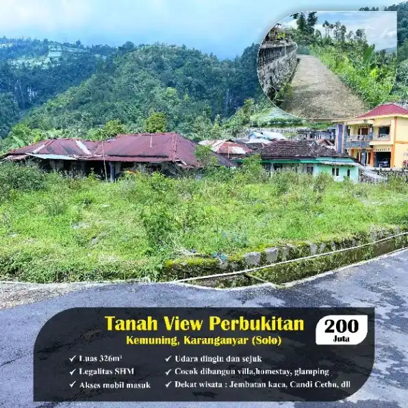 TANAH 326M2 DI AREA WISATA KEMUNING KARANGANYAR 