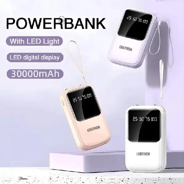 Powerbank 30000mAh Mini With 4 Kabel Data Usb Fast Charging