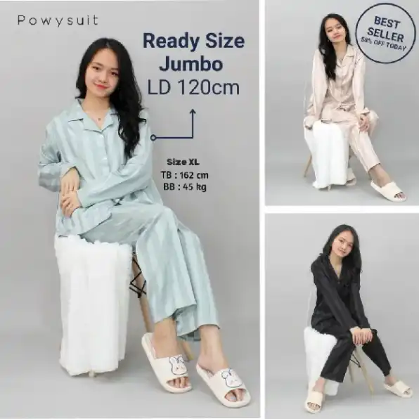 Piyama Satin Powysuit Baju Tidur Wanita Dewasa