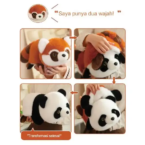 Doll Plush Toy Doll Lesser Panda Fun Transformation Children's Day Flip Girl Panda Cute Doll Gift