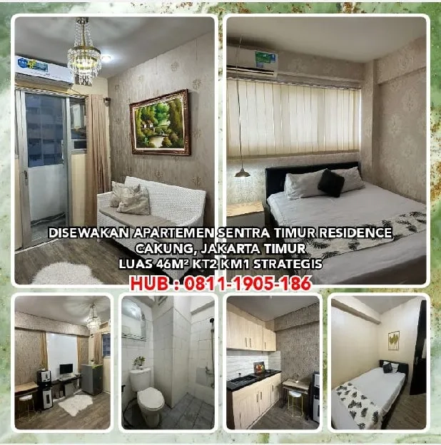 DISEWAKAN APARTEMEN SENTRA TIMUR RESIDENCE, CAKUNG JAKARTA TIMUR.L:46M² KT2 KM1. H: 08111905186