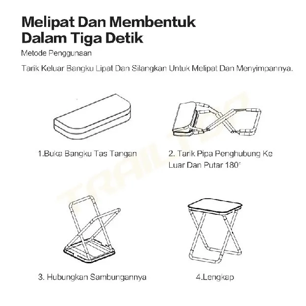 Kursi Lipat Outdoor Bangku Lipat Portable Beban Berat 120kg Kursi Mancing Lipat