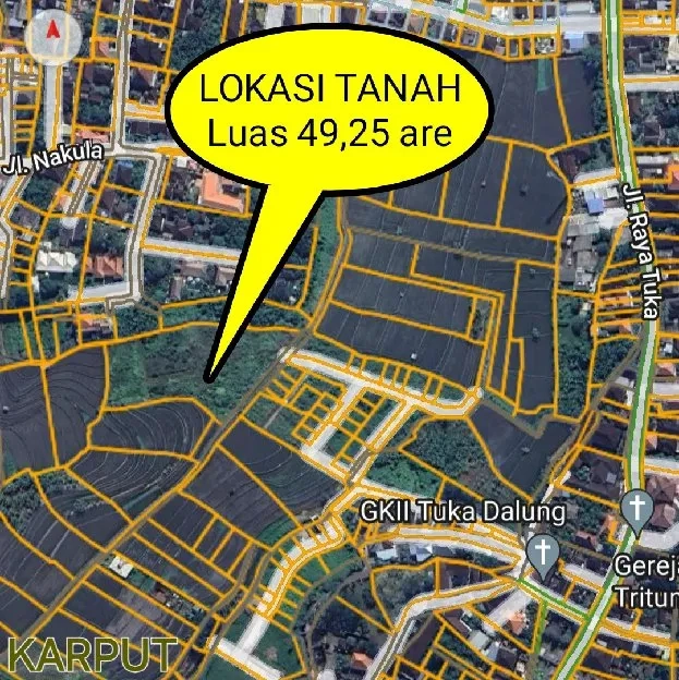 Dijual 49,2 are, Jl. Raya Tuka Padonan Dalung Tibubeneng Kuta Utara