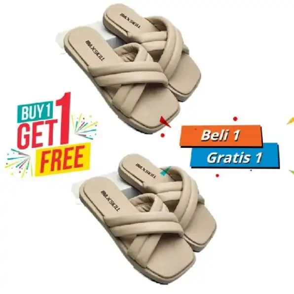 buy 1 get free 1 ( beli 1 gratis 1 ) sandal wanita slop silang maxskill desain simpel harga termurah