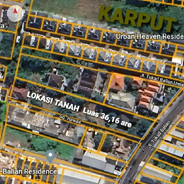 Dijual 16,36 are, Jl. Raya Tukad Balian Renon Denpasar Selatan