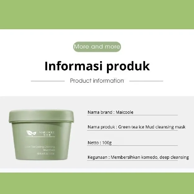 【BPOM】FEALI Green Tea Clay Mask Masker Wajah Green Tea Pore Clean Clay Mask