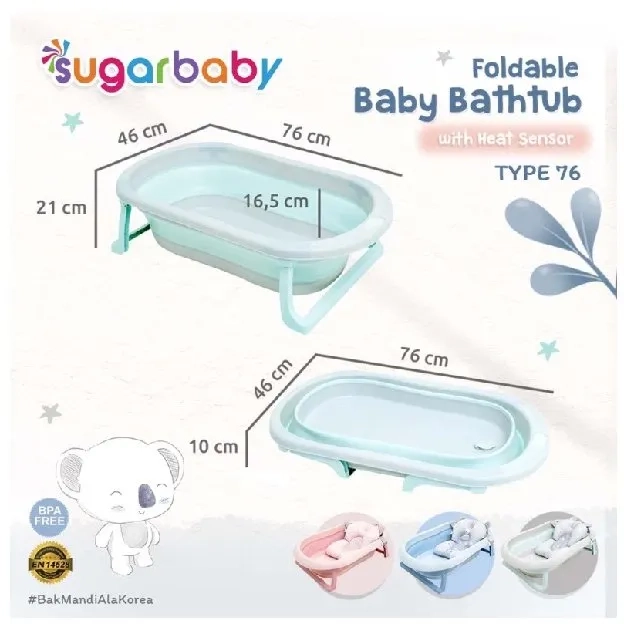 Sugar Baby Bak Mandi Bayi lipat Thermo Foldable Baby Bathtub Pillow dengan Sensor Panas / Bantal Man