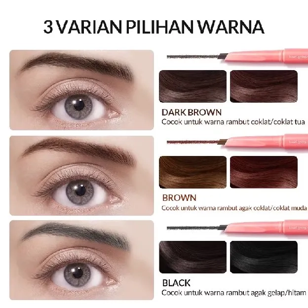 BUHOTEI Colorkey x Bioaqua Kosmetik Eyebrow Pencil Pensil Alis Tahan Lama Tahan Air BPOM Cosmetics M