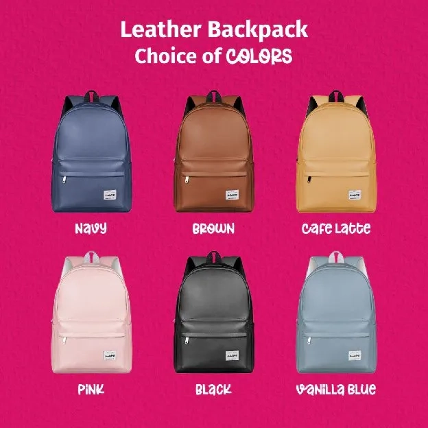 Basic Leather Backpack - Tas Ransel Kulit Sekolah Serbaguna