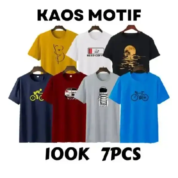 Kaos motif paket 7 pcs