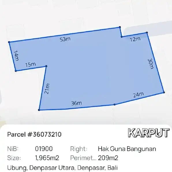 Dijual 19,65 are, Jl. Cokroaminoto Gg. Merak Mas Br. Batur Ubung Denpasar