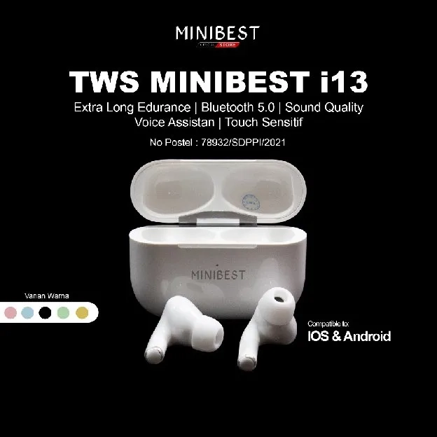 inpods i13 / 13 Pro Headset Bluetooth Macaron Handsfree Earphone Earbuds Headphone IZIN POSTEL TRUE 