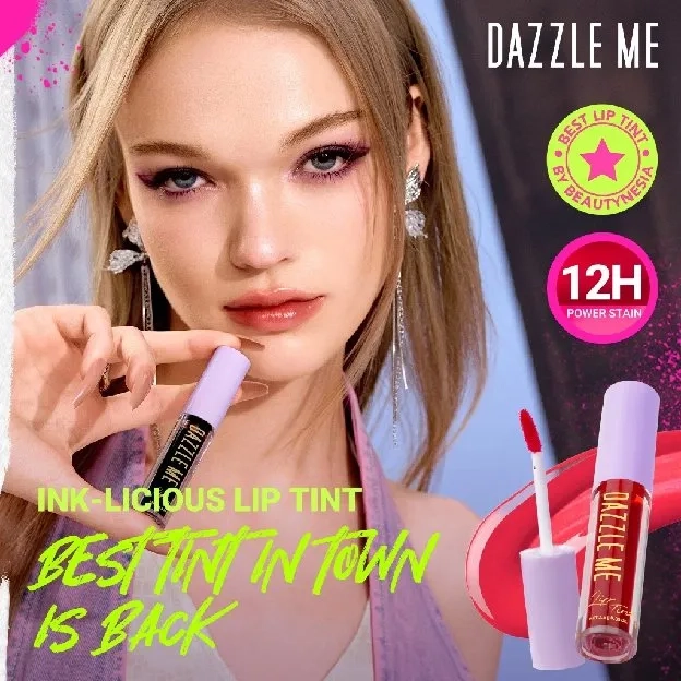 Dazzle Me Lip Tint Ink Licious Touch Down Swipe Up Oran-Gee Smiley