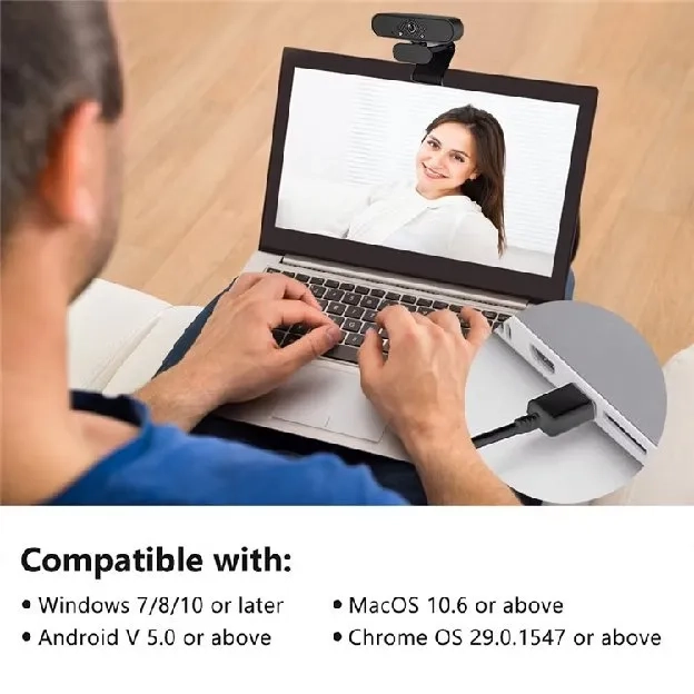 Webcam Laptop 1080P USB Kamera PC 4K Full HD With Mic Live Streming Webcam Untuk Zoom Google Meeting