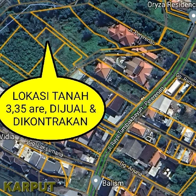 Dijual / Dikontrakan 3,35 are, Jl. Tumbak Bayuh Pererenan Mengwi Badung