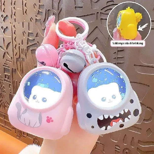 Gantungan Kunci Backpack/Cat Keychain/Cat Karakter Keychain With Night Lamp/Multifungsi Astronot Cut