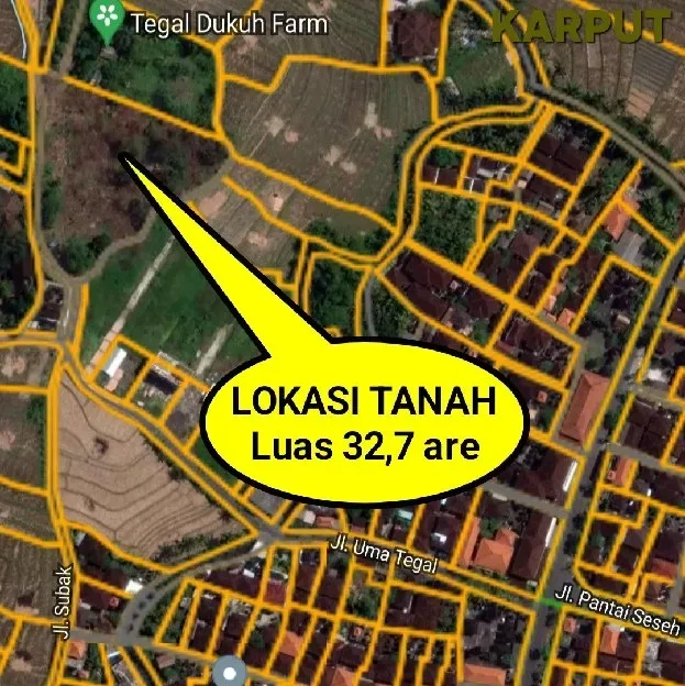 Tanah 32,7 are, Jl. Umal Tegal Pantai Mengening Seseh Cemagi Mengwi