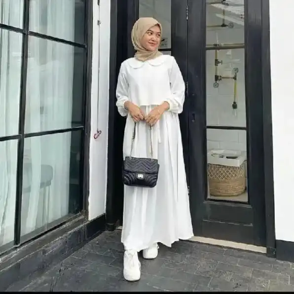 Gamis Polos Zafina Dress Tali Serut / Gamis Wanita Muslim / Gamis Terbaru / Gamis Wanita Kekinian