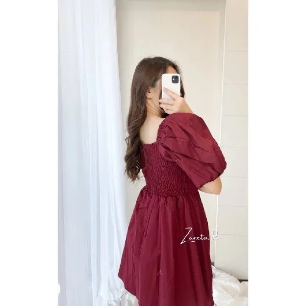 Dress Sabrina Irise Wanita HYERI korea A Line Bodycon Maxi Casual Natal pesta Party Style Dres Korea